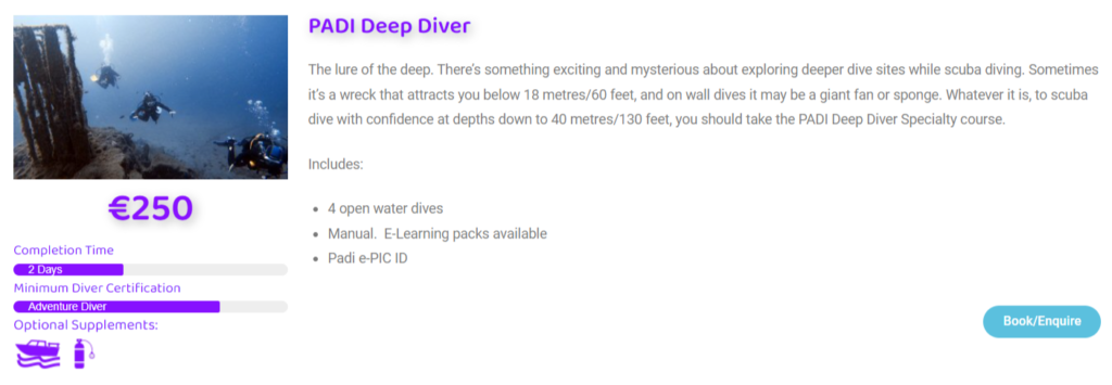 Padi Deep Diver Course